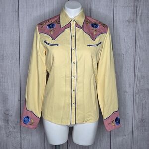 VTG Manuel Exclusive Clothier Pearl Snap Western Shirt w Embroidered Flowers, S